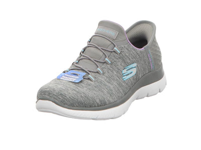 Skechers Women's Hands Free Slip Ins Summits Dazzling Haze Sneaker, Grey Mint, 5.5