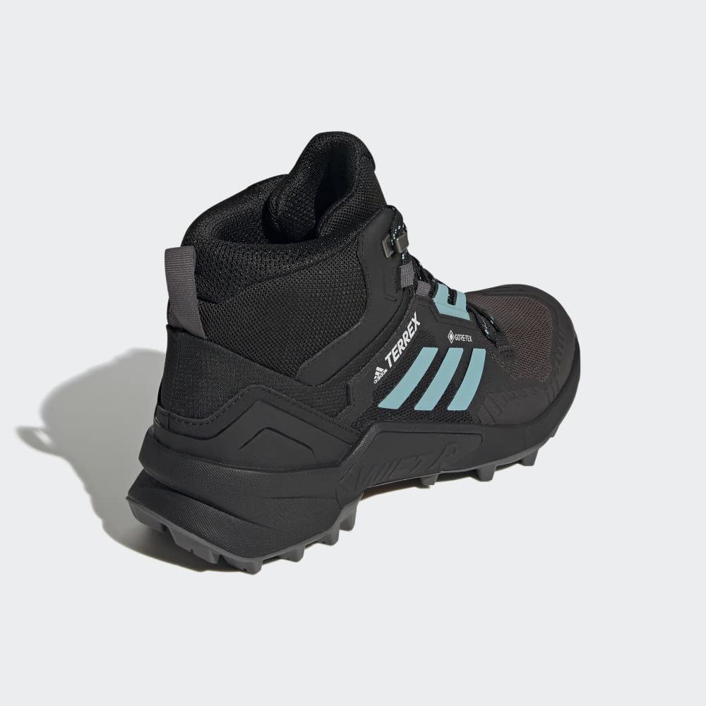 adidas Women's Terrex Swift R3 Mid Gore-tex Hiking Shoes, Core Black Mint Ton Grey Five, 10