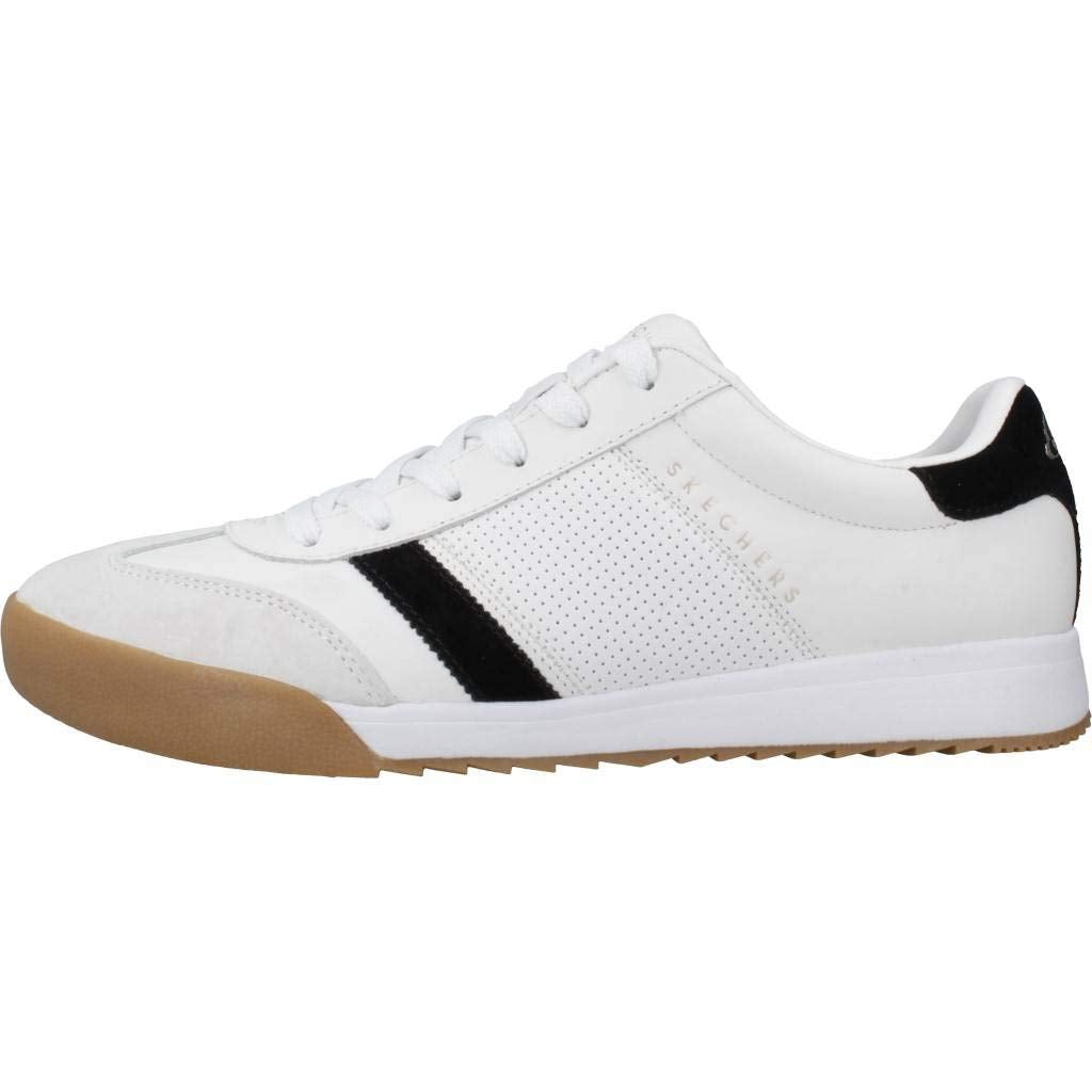 Skechers Men's Low-top Trainers 11 White Leather Black Trim