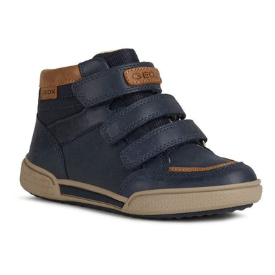 Geox Boy's Poseido 13 (Toddler/Little Kid/Big Kid) Navy/Cognac 34 (US 3 Little Kid) M