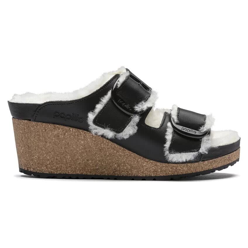 Birkenstock WMNS NORA BIG BUCKLE (1017641) BLACK/SHEARLING EGGSHELL 36 N