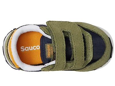 Saucony Boy's Original Jazz Hook & Loop (Toddler/Little Kid) Olive/Navy/Gold 4 Toddler M