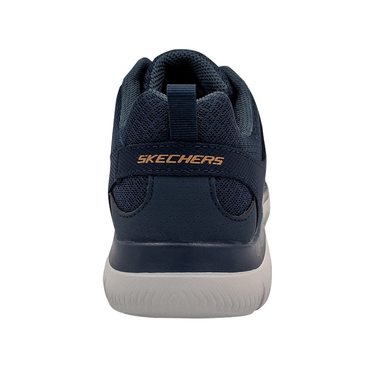 Skechers Men's Sneaker, Navy Leather Pu Mesh Black Trim, 11