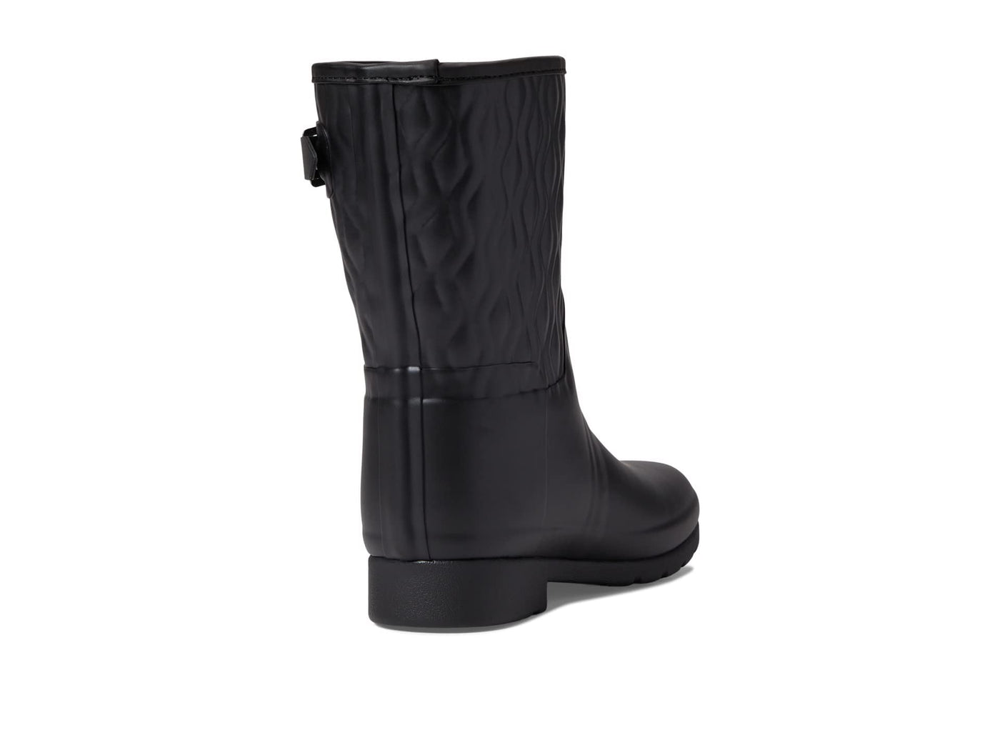 Hunter Refined Short Vertical Quilt Boots for Women - Synthetic Upper, Classic Round Toe Silhouette, and Textile Lining Black 10 M