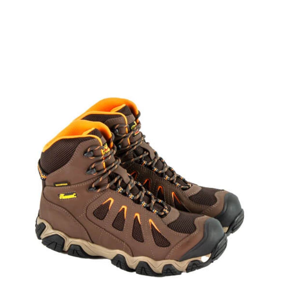 Thorogood Crosstrex 6” Waterproof Safety Toe Hiking Boots for Men - Breathable Premium Leather and Mesh with Comfort Insole and Athletic Traction Outsole; ASTM Rated Brown/Orange 13 Wide