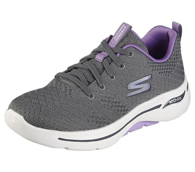 Skechers Women's Go Walk Arch Fit Unify Sneaker, Gray/Lavender, 8