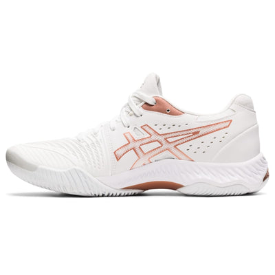 ASICS Women's Netburner Ballistic FlyteFoam 2 Volleyball Shoes, 10.5, White/Rose Gold