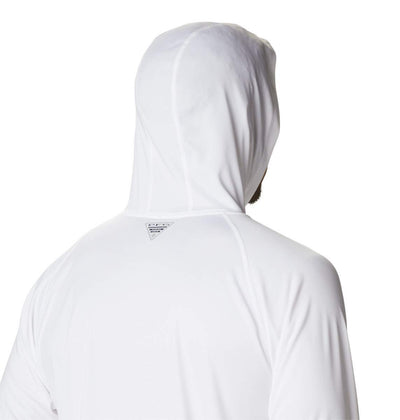 Columbia Men's PFG Terminal Tackle Hoodie White/Red Spark Logo 2X Tall