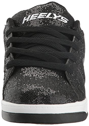 Heelys Girls Split Sneaker, Black Disco Glitter, 7 Little Kid