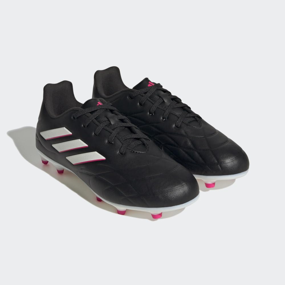 adidas Copa Pure.3 Firm Ground Soccer Shoe, Black/Zero Metallic/Team Shock Pink, 4.5 US Unisex Big Kid