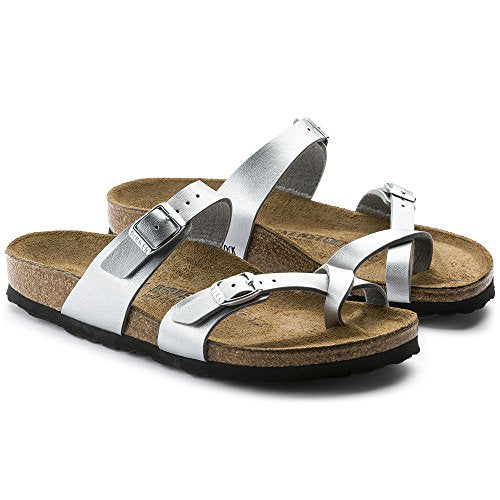 Birkenstock Womens Mayari Birko-Flor Flip Flop Summer Sandals - Silver - 6-6.5