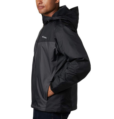 Columbia Men’s Glennaker Sherpa Lined Rain Jacket, Waterproof Black/Shark Large