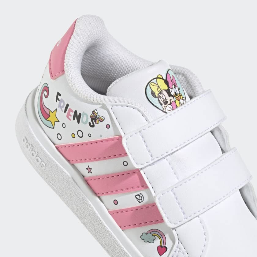 adidas Minnie Mouse Grand Court Shoes Kids' 7 Toddler Cloud White/Bliss Pink/Grey Two