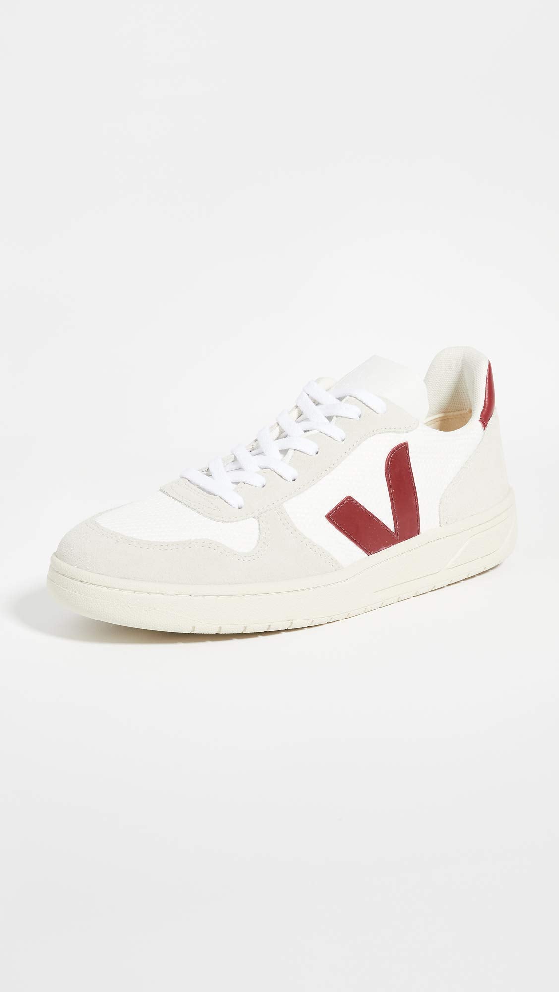 Veja Men's V-10 Sneakers, White/Natural/Marsala, 10 Medium US