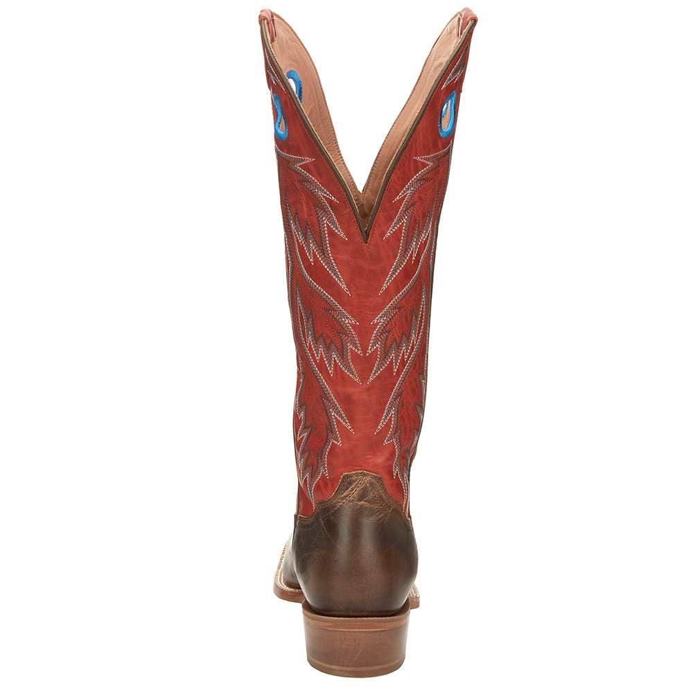 Tony Lama Men`s Colburn Wood Brown 17in Fire Orange Top Buckaroo Sq Toe Boot Brown 10 EE