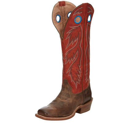 Tony Lama Men`s Colburn Wood Brown 17in Fire Orange Top Buckaroo Sq Toe Boot Brown 10 EE