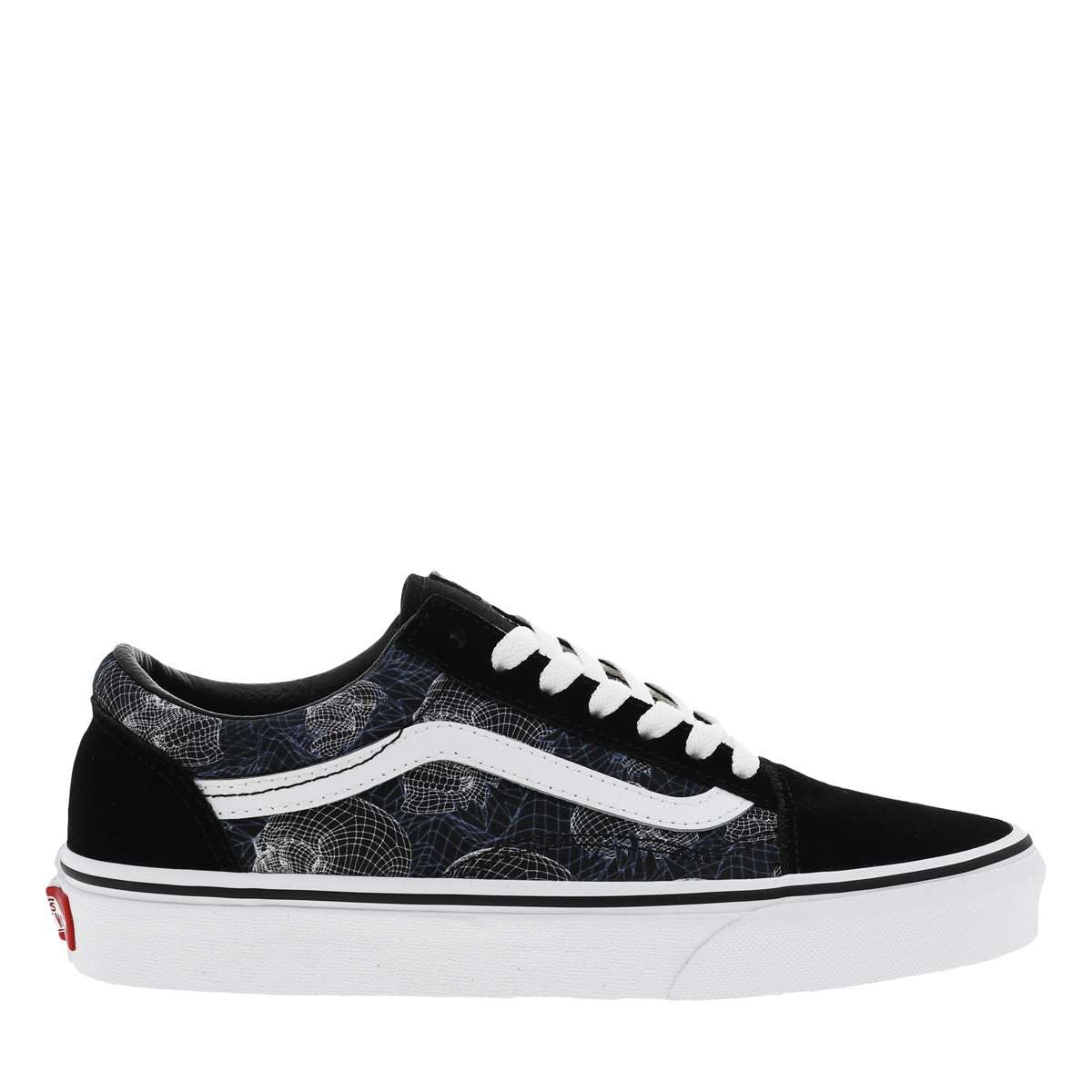 Vans Men's Old Skool, (Wireframe Skulls) Black/True White, Size 8