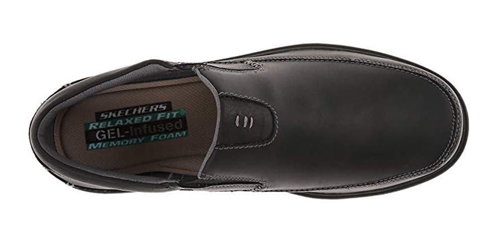 Skechers USA Men's Segment The Search Slip On Loafer, Black Leather, 10 M US