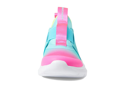 Skechers Kids Girls Skech Fast-Ombre Sunset Sneaker, Aqua/Pink, 2 Little Kid