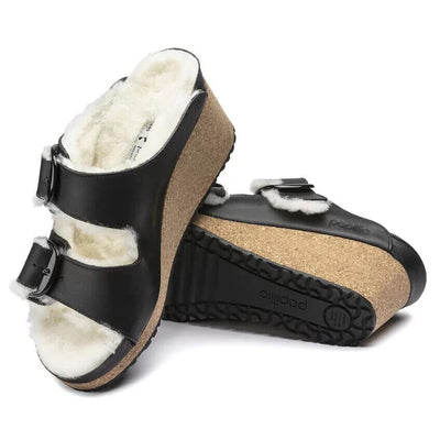 Birkenstock WMNS NORA BIG BUCKLE (1017641) BLACK/SHEARLING EGGSHELL 36 N