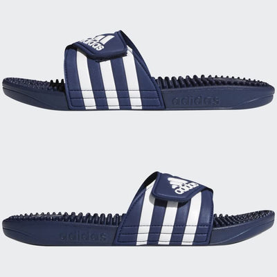 adidas Unisex Adissage Slides Sandal, Dark Blue/White/Dark Blue, 8 US Men