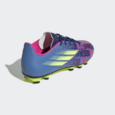 adidas X Speedflow Messi.4 Flexible Ground Cleat - Kids Soccer 5.5 Big Kid Victory Blue/Shock Pink/Solar Yellow