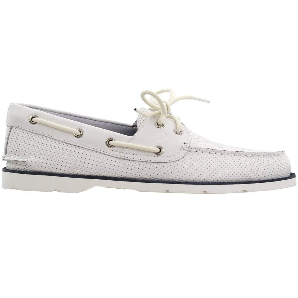 Sperry Mens Leeward 2-Eye Perforated Casual Shoes - White - Size 9.5 D