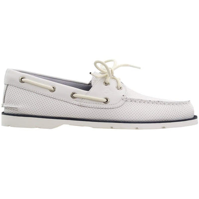 Sperry Mens Leeward 2-Eye Perforated Casual Shoes - White - Size 9.5 D