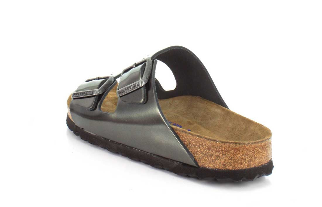 Birkenstock Women's Arizona Soft Footbed Sandals, Metallic Anthracite, 6-6.5 Narrow