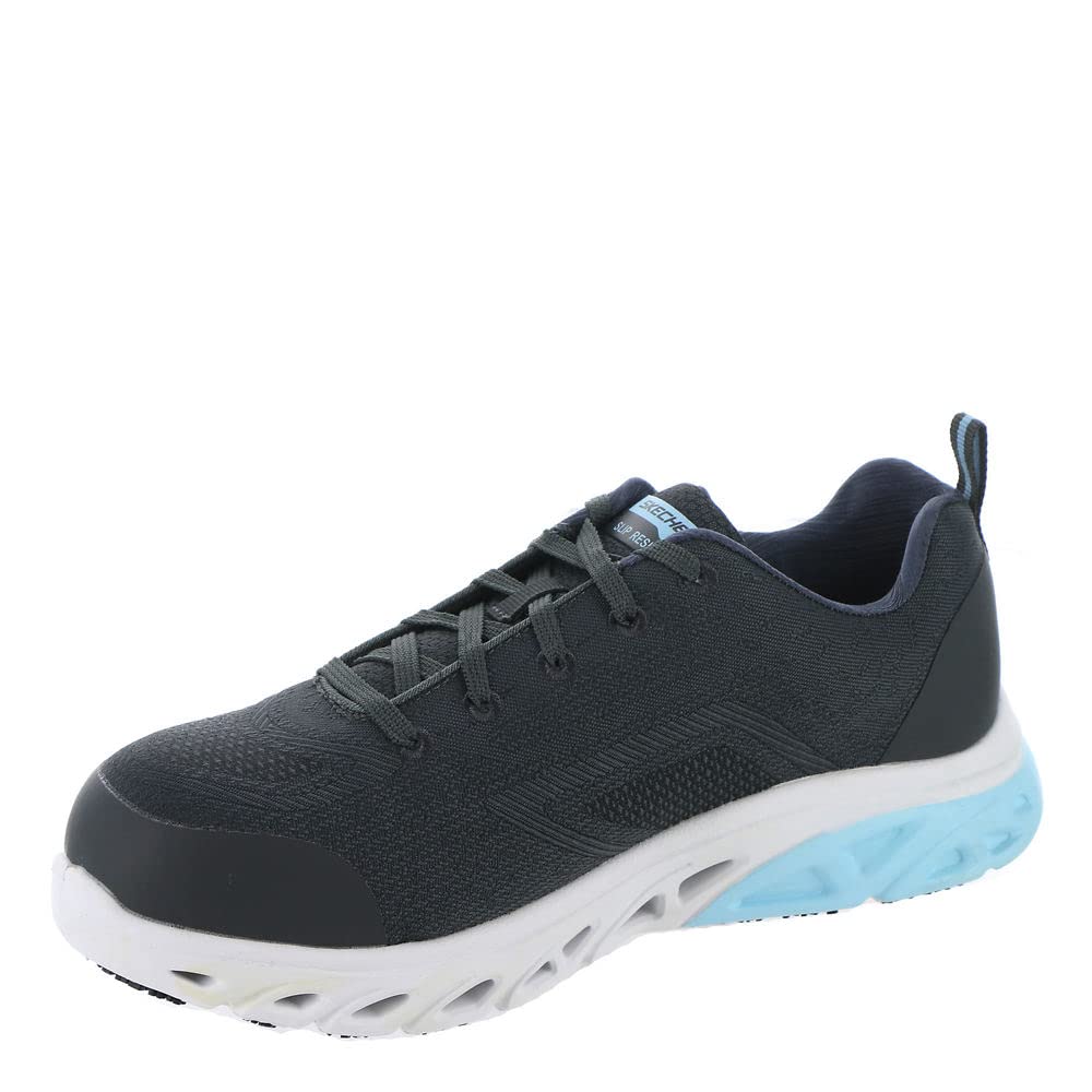 Skechers Work Glide Step SR Work Shoe 108086 Womens Oxford 6 BM US CharcoalLight Blue