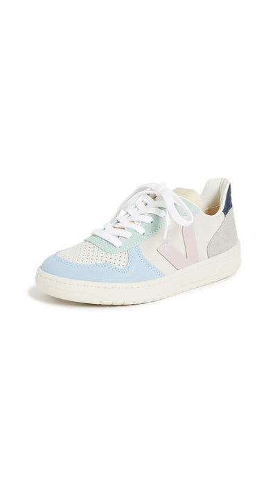 Veja Women's V-10 Sneakers, Multico/Natural/Babe, 4 Medium US