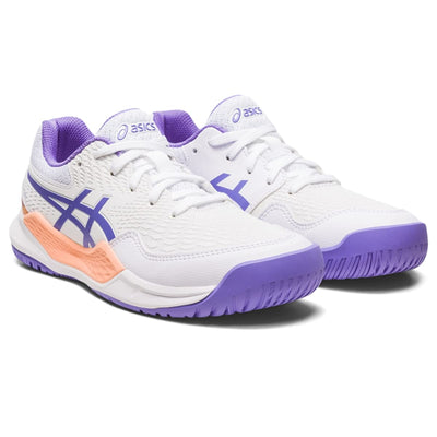 ASICS Kid's Gel-Resolution 9 Grade School Tennis Shoes, 1, White/Amethyst