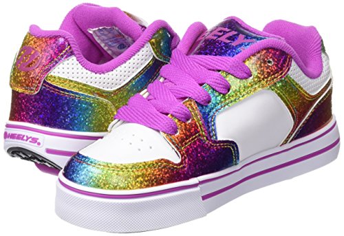 HEELYS Kids Motion Plus White/Rainbow/Hot Pink Sneaker - 2