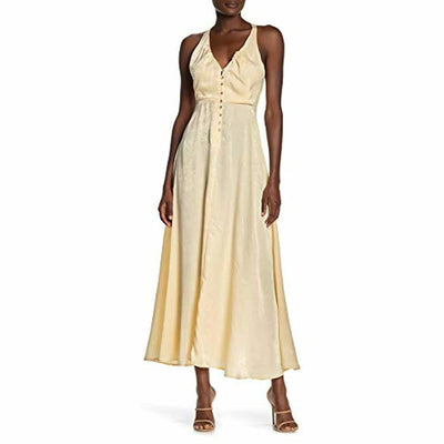 Free People Women's Olivia Midi Maxi Long Dress Champagne Small