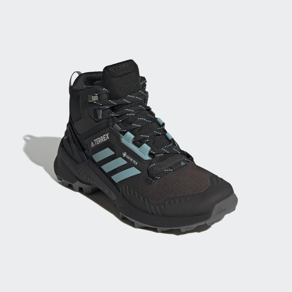 adidas Women's Terrex Swift R3 Mid Gore-tex Hiking Shoes, Core Black Mint Ton Grey Five, 10