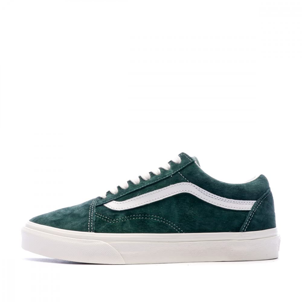 Vans Men's Old Skool Sneaker, (Pig Suede) Jungle Green/Snow White, Size 4