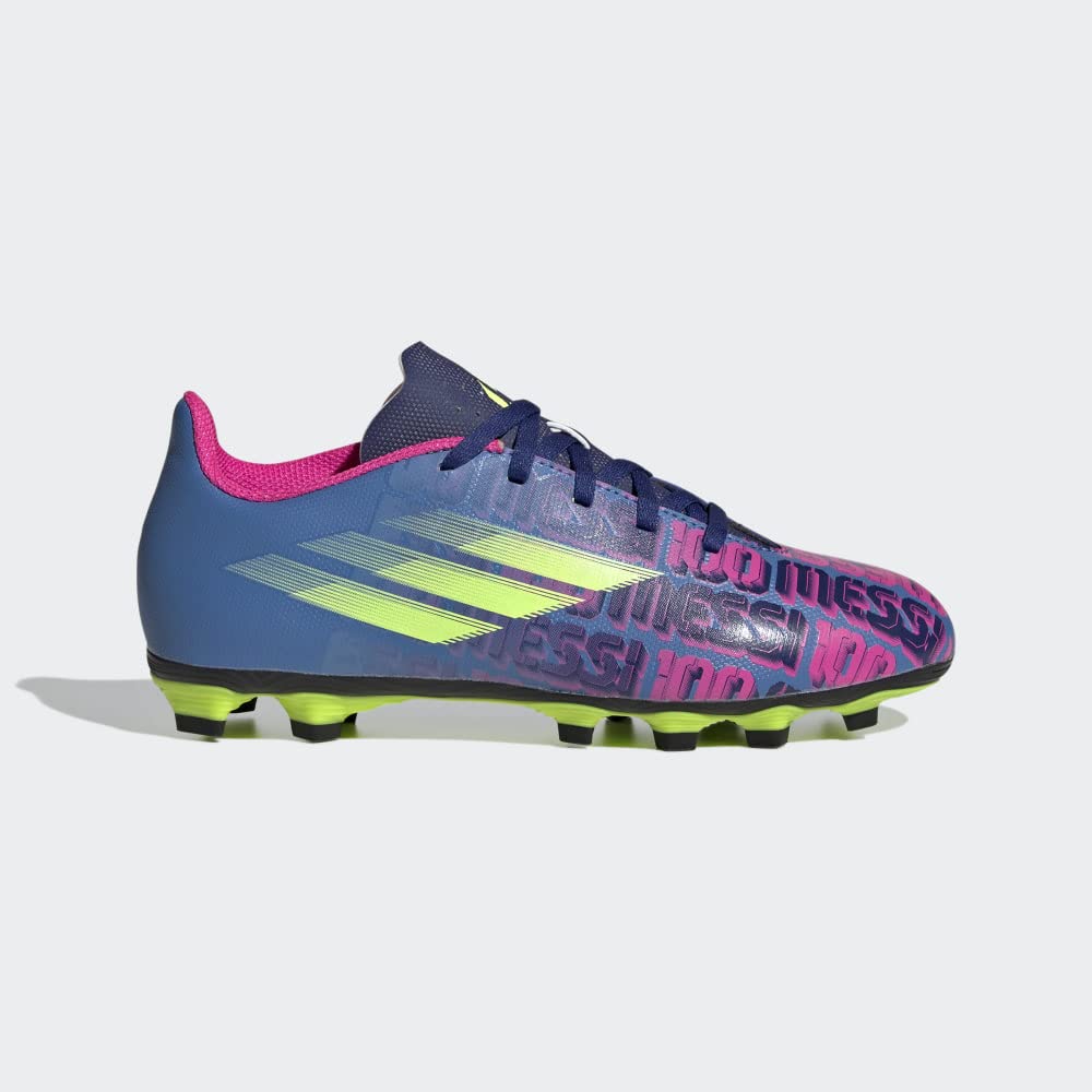 adidas X Speedflow Messi.4 Flexible Ground Cleat - Kids Soccer 5.5 Big Kid Victory Blue/Shock Pink/Solar Yellow