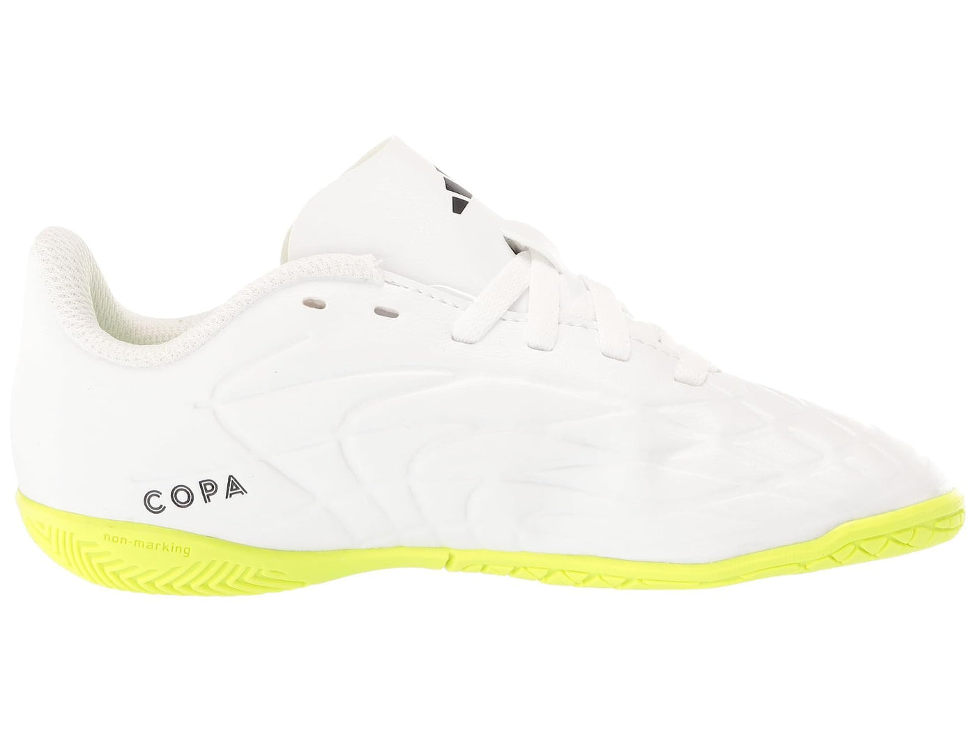 adidas Unisex-Child Copa Pure.4 Indoor Sneakers 13 Little Kid White/Core Black/Lucid Lemon