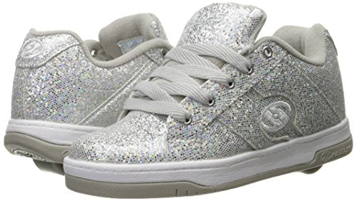 Heelys Girls Split Sneaker, Silver/Disco Glitter, 2 Little Kid