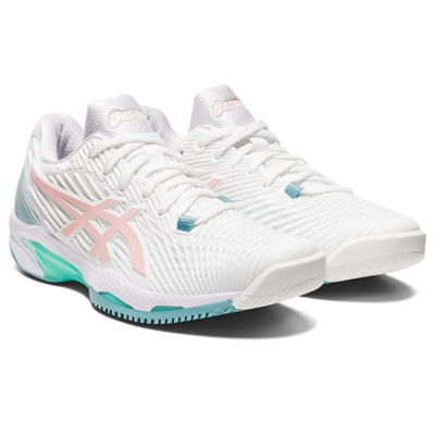 ASICS Solution Speed FF 2 Tennis Shoes for Women - Traditional Lace-up Closure - PU Upper White/Frosted Rose 6.5 B - Medium