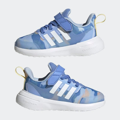 adidas Kids Fortarun 2.0 Running Shoe, Blue Fusion/White/Almost Yellow (Elastic), 10 US Unisex Toddler