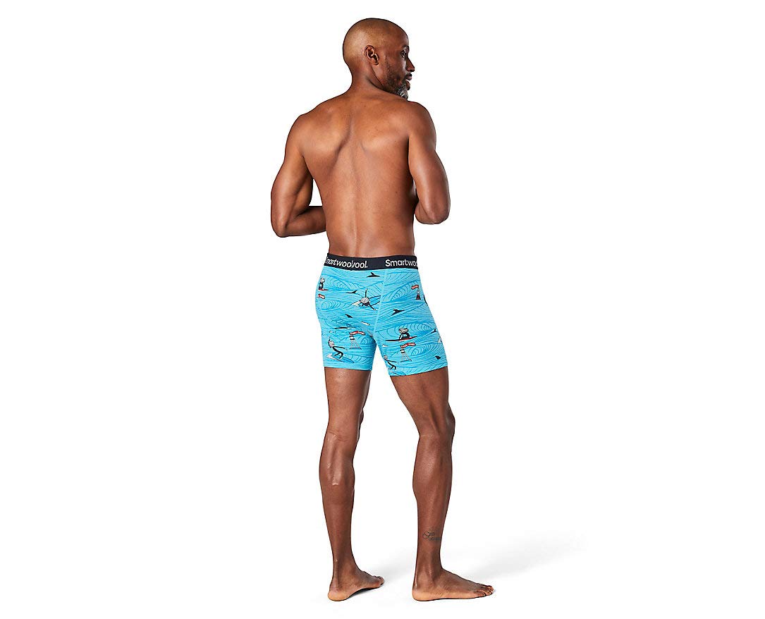 Smartwool Merino 150 Print Boxer Brief Large Iceberg Blue Bearded Guy Print