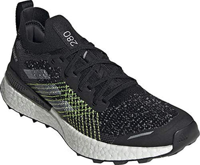 adidas Women's Terrex Two Ultra Primeblue Trail Running Shoes, Core Black/Cloud White/Solar Yellow - 9