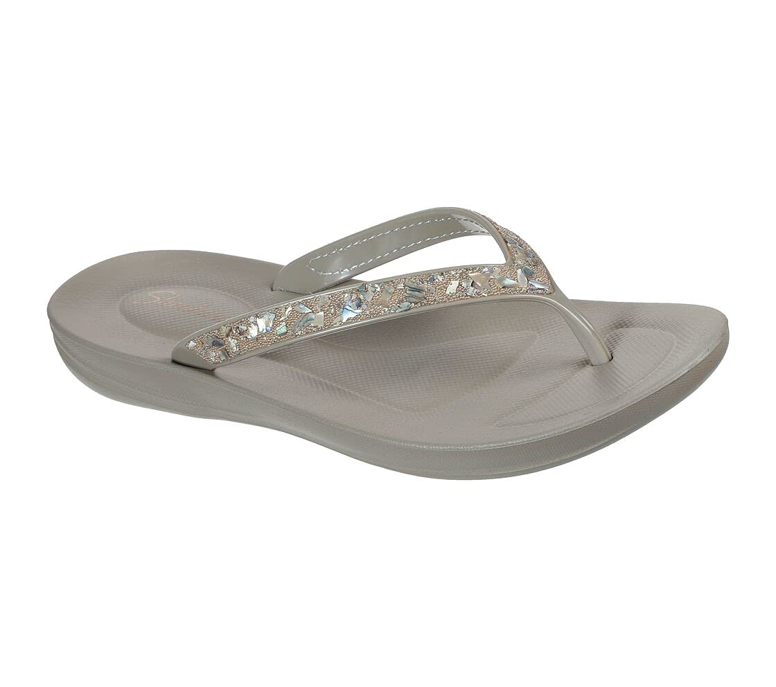 Skechers Cali Bungalow - Coral Gem Flip Flop, Taupe, 6