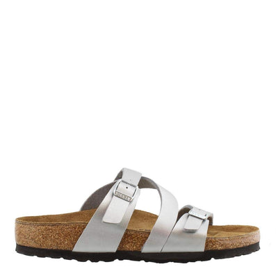 Birkenstock Womens Salina Open Toe Casual Slide Sandals, Silver, Size 8.0