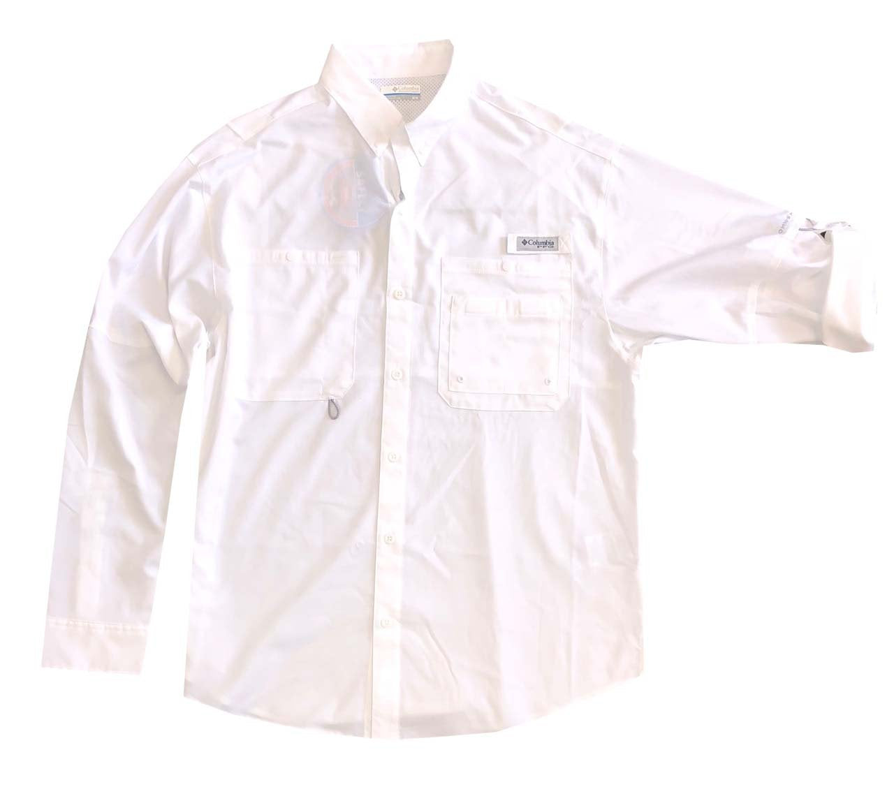 Columbia Men’s PFG Omni-Wick Omni-Shade UPF 40 Crystal Springs Convertible Sleeve Shirt (XL, White)