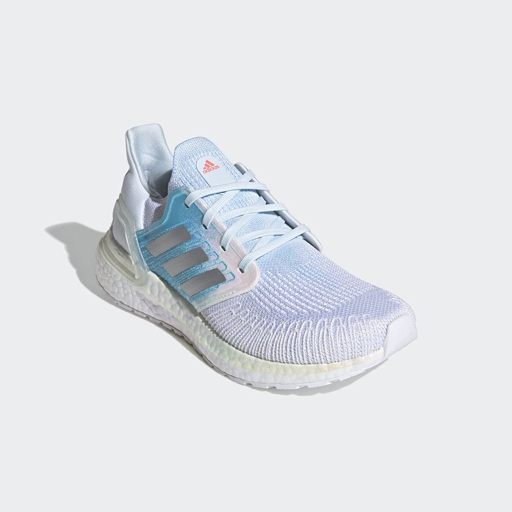 adidas Running Ultraboost 20 White/Silver Metallic/Sky Tint 9 B (M)