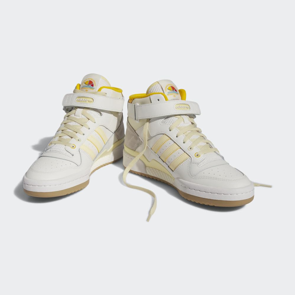 adidas Men's Forum Mid Sneaker 4 Cloud White/Crew Yellow/Gum