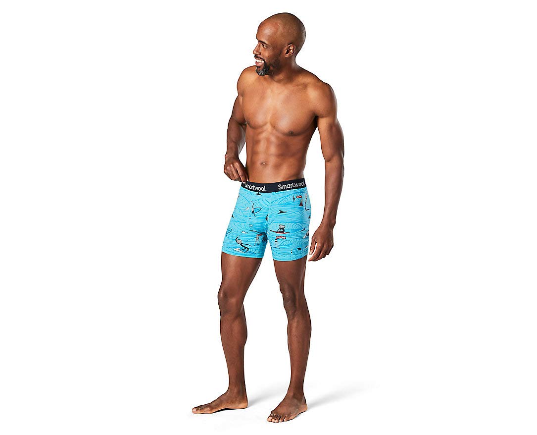 Smartwool Merino 150 Print Boxer Brief Large Iceberg Blue Bearded Guy Print