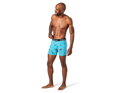 Smartwool Merino 150 Print Boxer Brief Large Iceberg Blue Bearded Guy Print